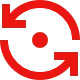 a red icon showing a circular process