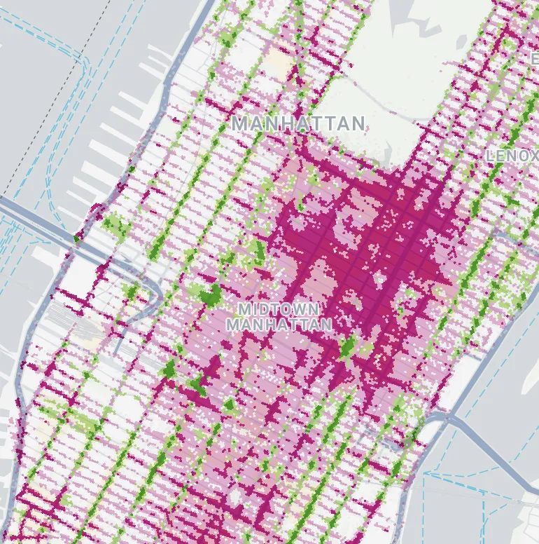 map showing NYC taxi patterns