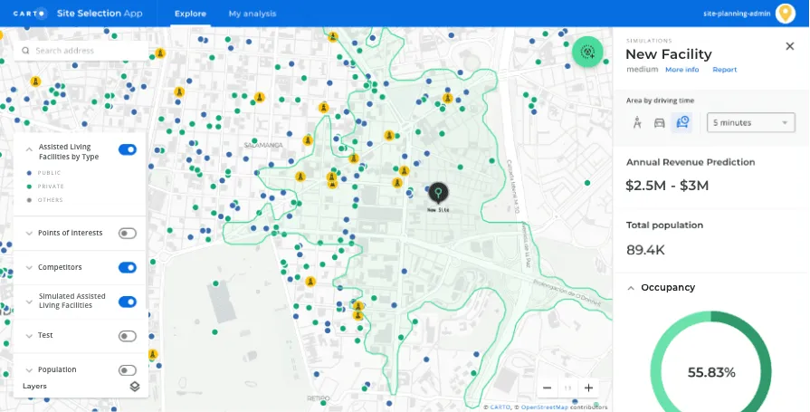 Screenshot of New Site Simulation