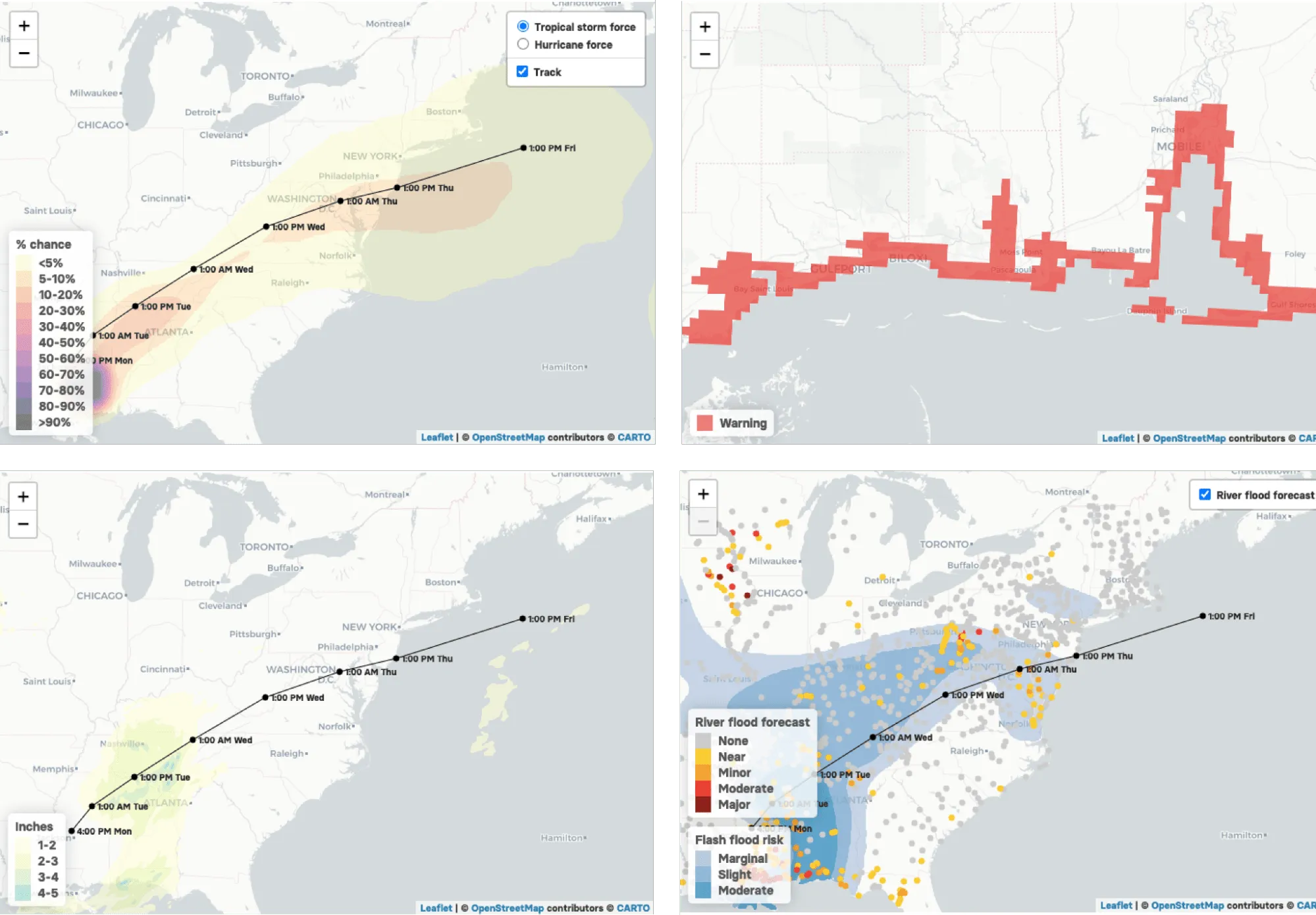 Screenshot of Buzzfeed News’ Maps of Hurricane Ida