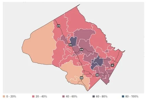 Map showing socio-economic and language diversity related within MCPS