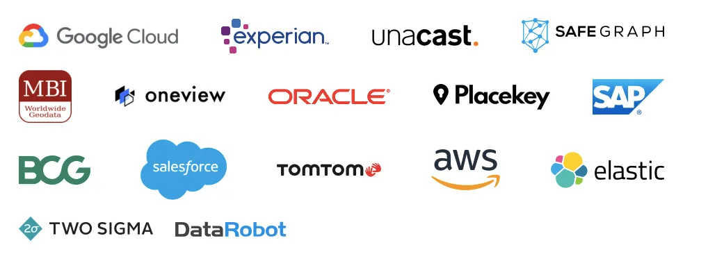 Logos of the sponsors of previous editions of the Spatial Data Science Conference