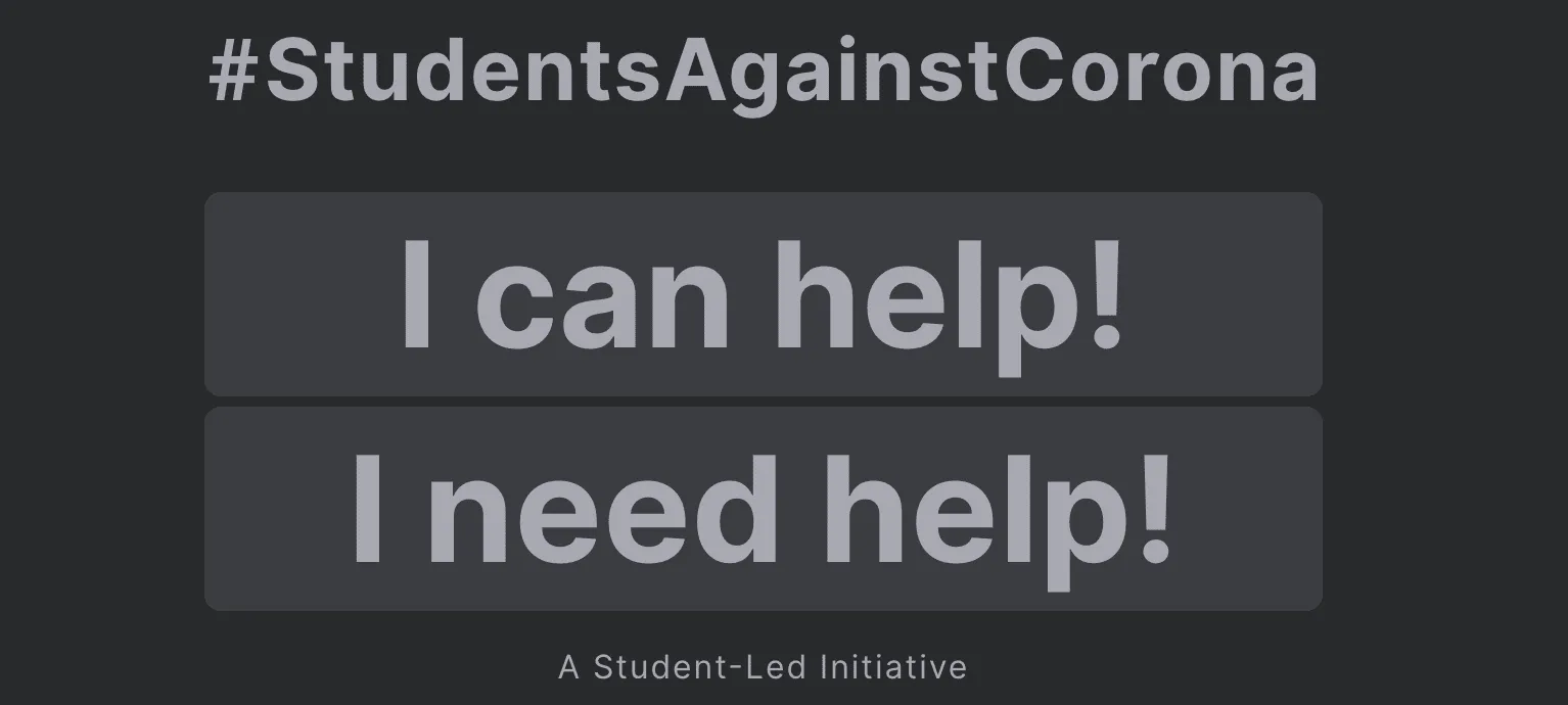 Screenshot showing submission section of the #StudentsAgainstCorona platform