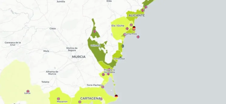 Map showing Dutch interest in Alicante
