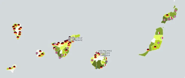 Map showing German interest in La Palma