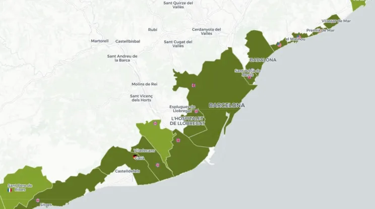 Map showing interest in area around Barcelona