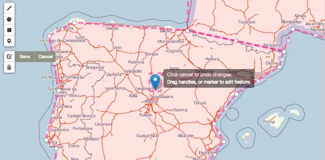 map of spain made with leaflet.draw plugin