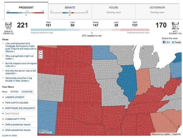 wall street journal election map by counties