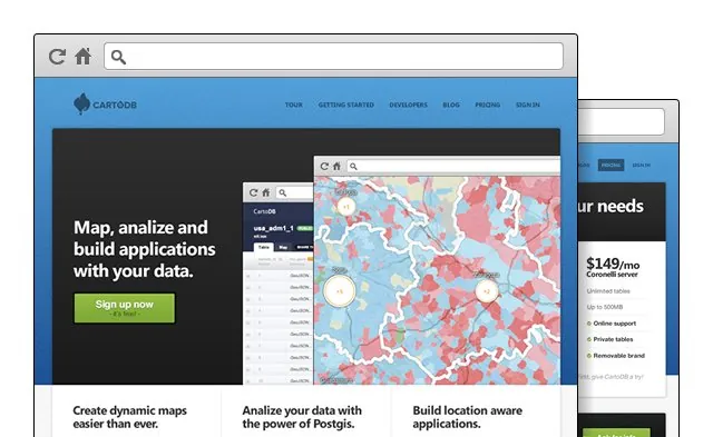 cartodb homepage on website