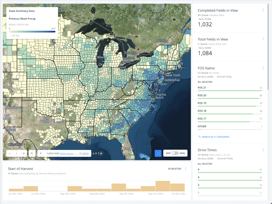 Map showing county choropleth layer