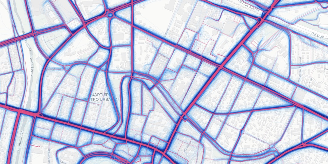 Screenshot of a map showing city road usage
