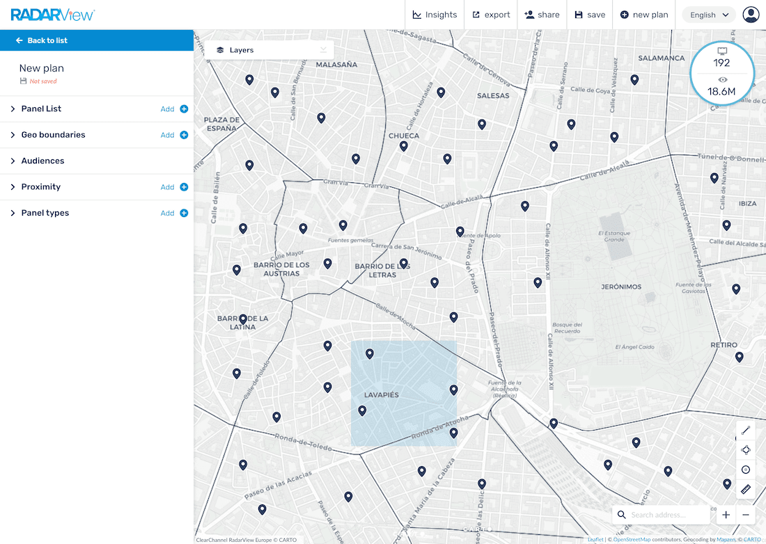 Screenshot of RADARView tool