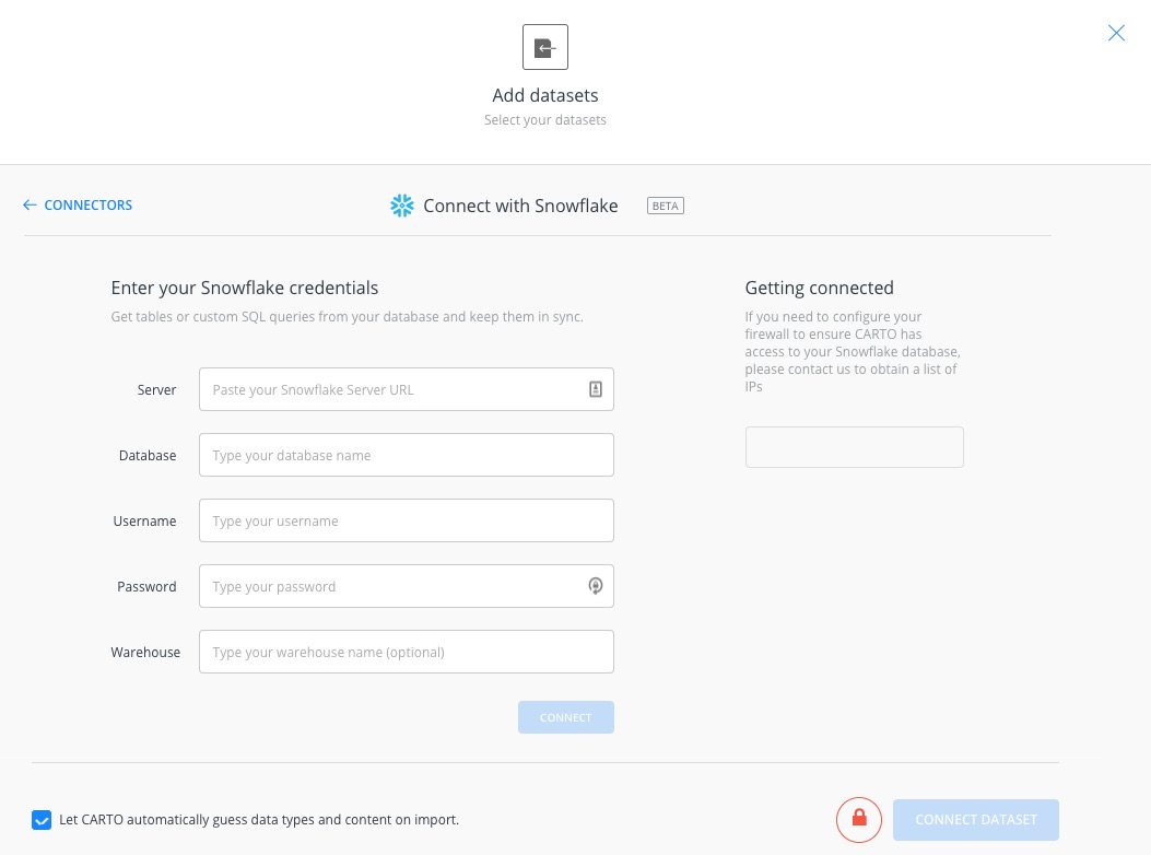 Screenshot showing the Snowflake connector in action