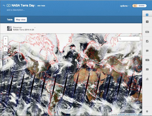 NASA terra day map as basemap on carto